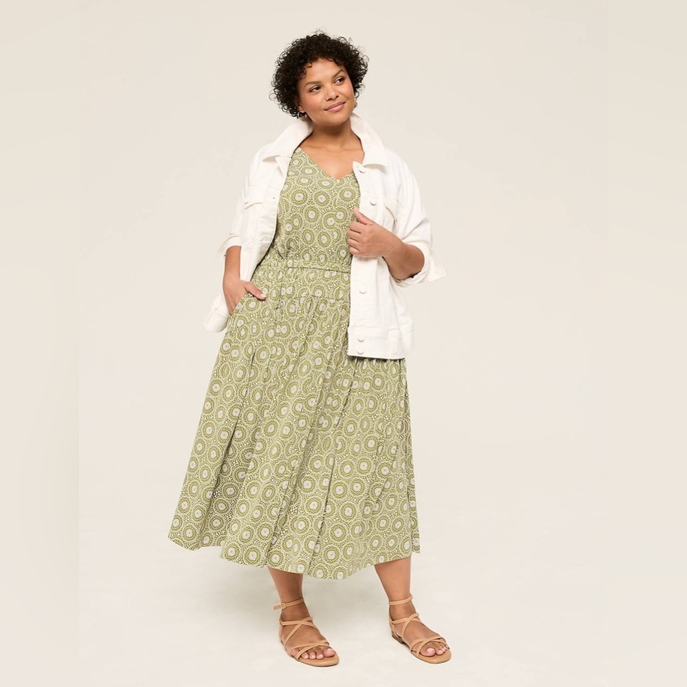 Lane Bryant Olive Green Geo Fit & Flare Jersey Dress - New - Size 26/28